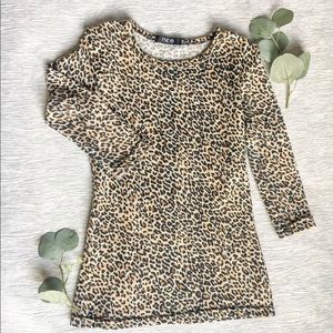 Long Sleeved Cheetah Print Dress